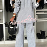 Bold Claim Sporty Patchwork Lapel Blazer and Elastic Waist Pocket Loose Pants Set