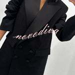 Chic Style Satin Lapel Button Up Long Sleeve Oversized Blazer