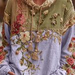 Floral Print Loose Hooded Long-Sleeved Sweatshirt
