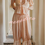 Pastoral Style Elastic Waist Lace Hem Bloomer Pants