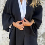 Solid Color Loose V-neck Shawl Cape Jacket
