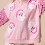 Christmas Casual Loose Round Neck Sequined Sleeve Sweatshirt