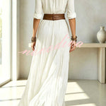 Fashion Lapel Single-breasted Waist Shirt-style Maxi Dress