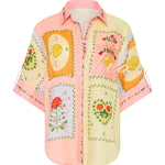Lily Song Linen Blend Unique Print Short Sleeve Shirt and Belted Pocket Shorts Set