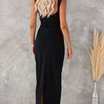 In The Heads Turn Line Trim Bodycon Stretch Maxi Dress