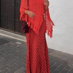 Free Spirit Knit Hollow Out Fringed Loose Shawl