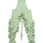Romantic Drama Chiffon Wavy Ruffles Halter Irregular A-line Top