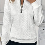 Solid Color Casual Long Sleeve Round Neck Zipper Sweatshirt