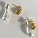 French Versatile Contrast Color Drop Shape Stud Earrings