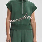 Buttery Touch Half-Zip Short Sleeve Sweatshirt and Elastic Waist Pocket Casual Shorts Set