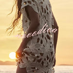 Fashion Crochet Hollow Loose Beach Cover-up Mini Dress