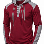 KZZ Men's color-blocked drawstring hooded sweatshirt