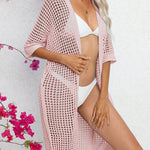 Surprising Half Sleeve Patchwork Cutout Beach Cover Up