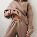 Fashion Casual Hooded Solid Color Two-piece Suit