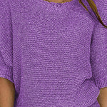 Crew Neck Knitted Half Sleeve Sweater