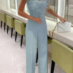 Feather Tube Top Jumpsuit