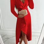 Charming Grace Ruffle Long Sleeve Midi Dress
