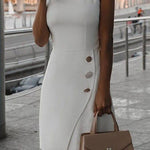 Chic and Classic Button Pencil Mini Dress