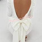 Gift for You Puff Shoulder Long Sleeve Back Bow Detail Mini Dress