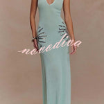 Sparkling Nights Knit Sunburst Sequin Detail Back Cross Straps Stretch Maxi Dress