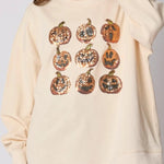 Halloween Pumpkin Sequin Loose Casual Sweatshirt