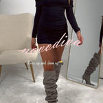 Friday Party Off Shoulder Long Sleeve Ruched Stretch Party Mini Dress
