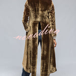 Vintage Velvet Long Loose Pocket Slit Coat