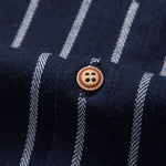 Cotton Blend Striped Shirt with Buttons & Straight Linen Trousers