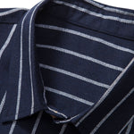 Cotton Blend Striped Shirt with Buttons & Straight Linen Trousers