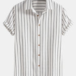 Cotton Blend Striped Shirt with Buttons