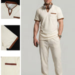 KZZ Men's Casual Athletic Color-Block Waffle-Knit Set