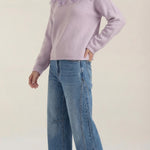 Sweater with floral design and round neckline