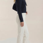 Ribbed sweater with a lapel collar