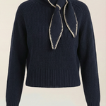 Ribbed sweater with a lapel collar