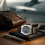 KingRoyal Luxury Men's Watch - Heavy Stainless Steel Watch with Octagonal Case